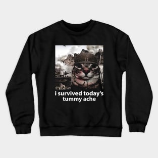 i survived today’s tummy ache unisex meme Crewneck Sweatshirt